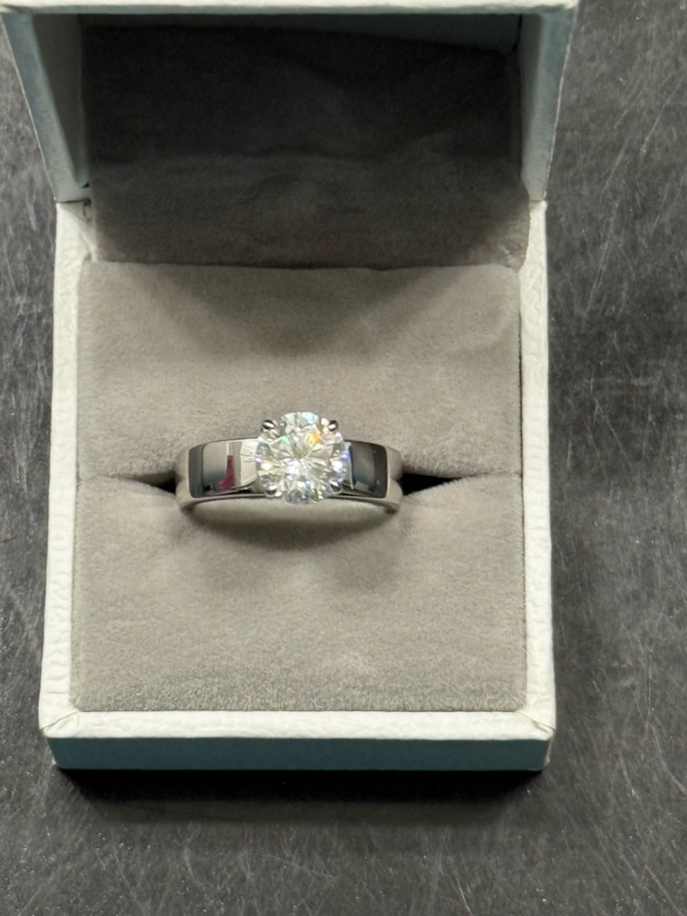 NWT-2CT Sterling Silver Round Solitare Moissanite Engagement Ring